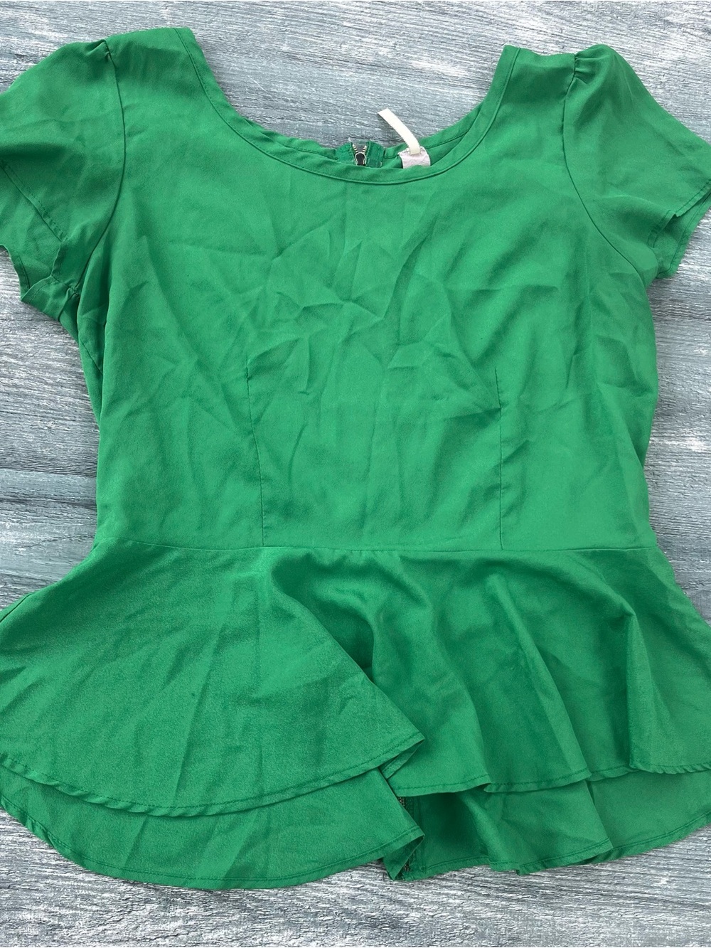 Green Peplum Blouse - Women